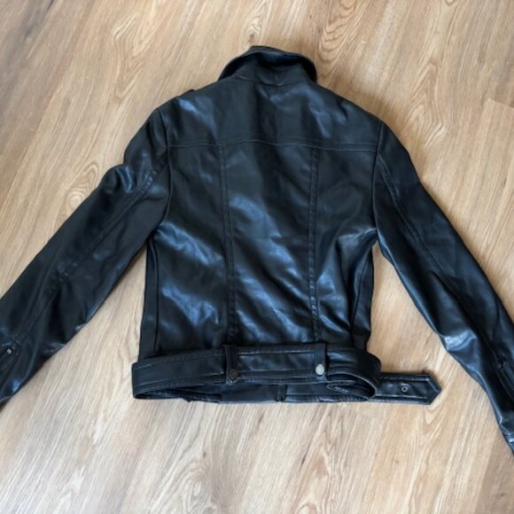 Express Womens Black Faux Leather Moto Biker Jacket EUC XS - Picture 6 of 6